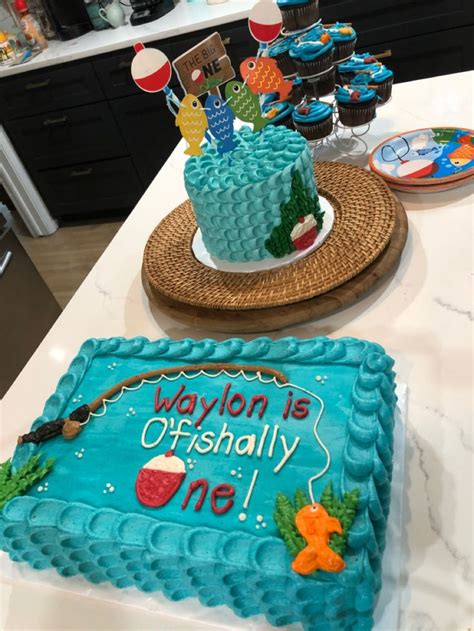 Ofishally One Birthday Cake And Smash Cake Fishing Themed Birthday
