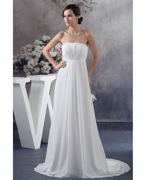 A Line Strapless Sweep Train Chiffon Wedding Dress OP4758 138 2