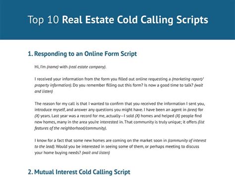 10 Real Estate Cold Calling Scripts Free Templates And Tips