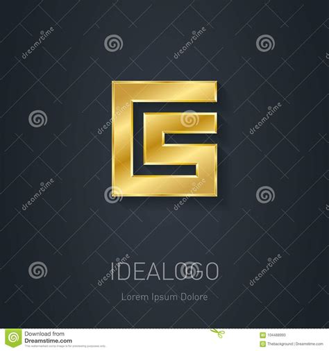 C And S Initial Gold Logo Metallic 3d Icon Or Logotype Template