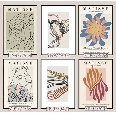 Four Different Posters With Flowers On Them And The Words Matissee