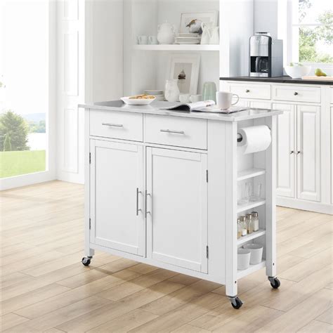 Stainless steel top kitchen cart/island with optional stool storage in black finish $378.99. Crosley Furniture - Savannah Stainless Steel Top Full-Size ...
