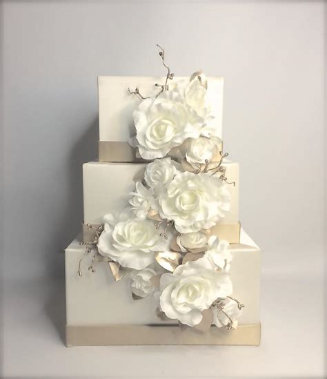 Wedding Card Box Cascade Gold And Ivory Or White Wedding Card Holder