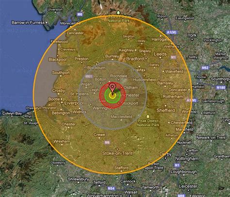 Nuclear Bomb Radius Interactive Map