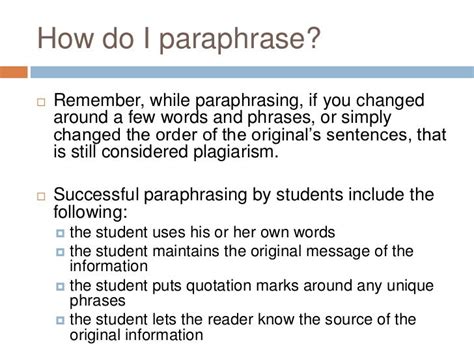 How To Paraphrase In Apa Format Slide Share