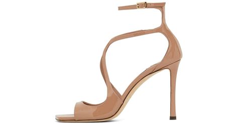 Jimmy Choo 95mm Azia Patent Leather Sandals In Natural Lyst Uk