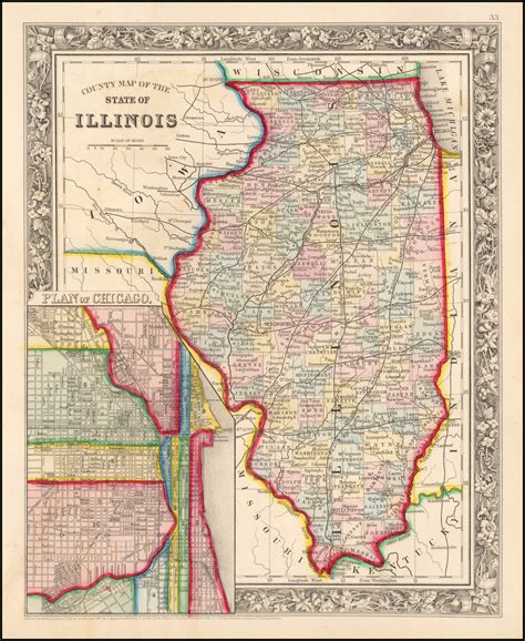 County Map of the State of Illinois - Barry Lawrence Ruderman Antique ...