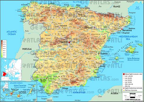 Physical Map Of Spain Maps Database Source