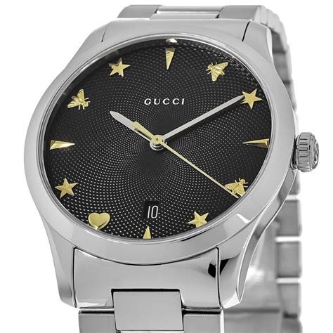 Gucci G Timeless Black Dial 38mm Steel Womens Watch Ya1264029a
