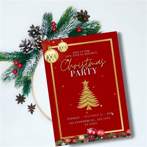 Editable Christmas Party Invitation Christmas Party Etsy