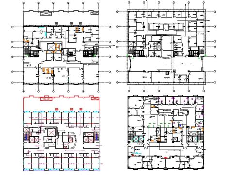 Commercial Building Floor Plan Beam Layout With Centre Line Cad Drawing