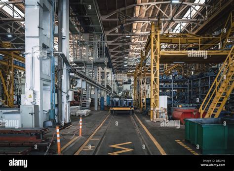 Interior Of Big Industrial Factory Inside Metalworking Plant Heavy