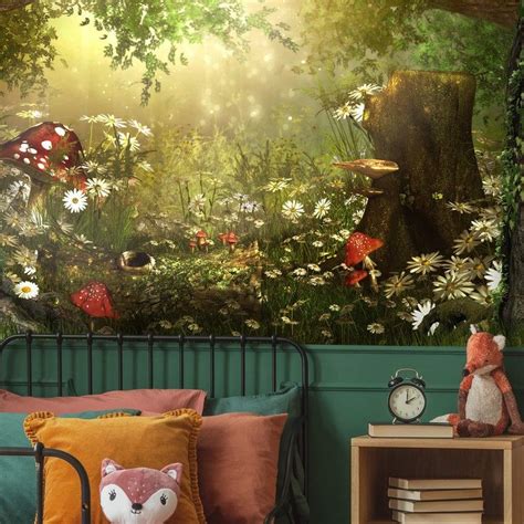 Magic Forest Wall Mural Fairy Wall Mural Enchanting Etsy Forest