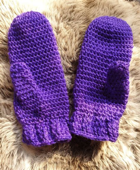 Crochet Mittens Small Adult Mittens Purple Mittens Unisex Etsy
