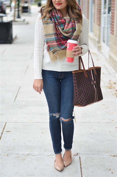 Cream Cable Knit Sweater Outfit By Lauren M