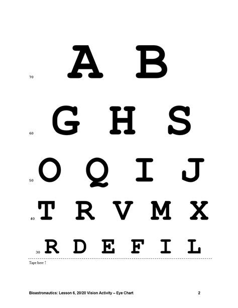 Paper Snellen Eye Chart Home Science Tools Eye Color Rarity Chart