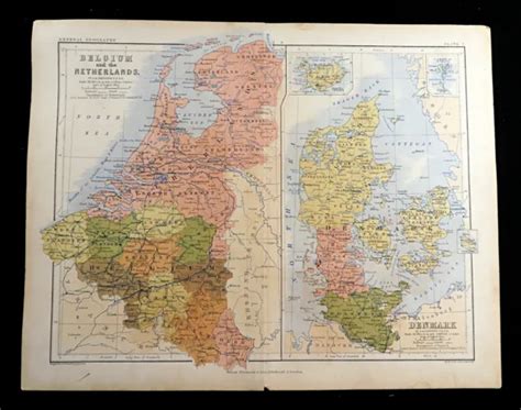 Map Of Belgium Netherlands Holland Amsterdam Alexander K Johnston Antique 1868 £44 00 Picclick Uk