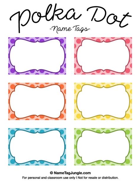Choose the most fitting free label design templates from our collection for your business. Free printable polka dot name tags. The template can also ...