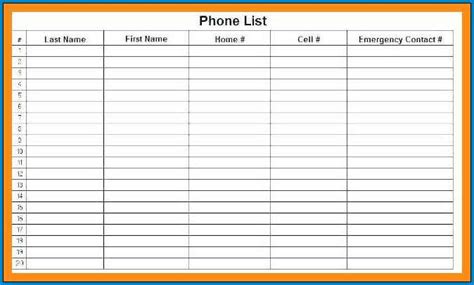 √ Free Printable Phone List Template