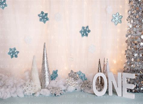 Winter Onederland Photography Backdrop Wonderland Snowflakes Silver