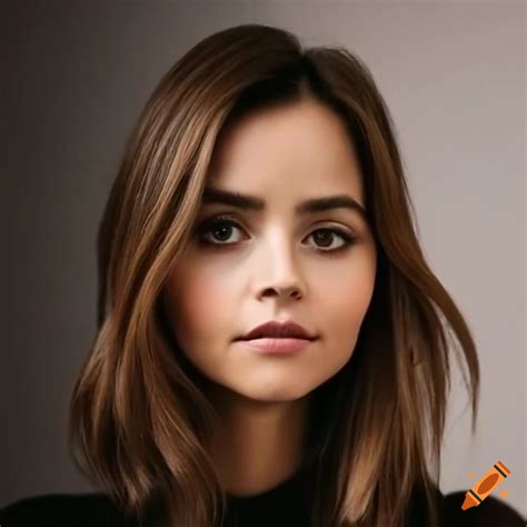 Jenna Coleman In Winter Attire Looking Serious On Craiyon