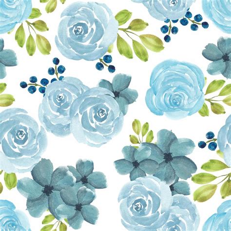 Seamless Pattern With Watercolor Blue Rose Floral 1308834 Vector Art At Vecteezy