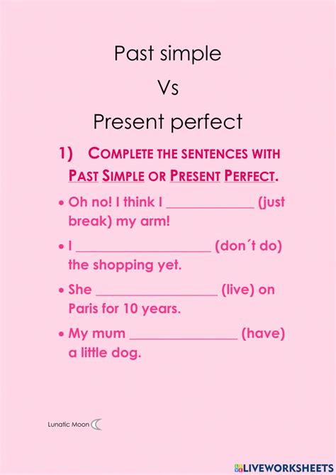 Past Simple Vs Present Perfect English As A Second Language Esl Worksheet