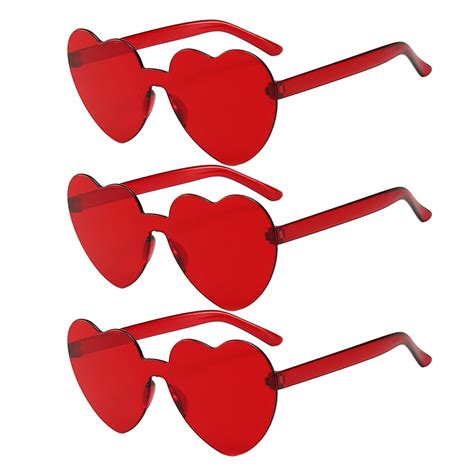3pcs Heart Shaped Sunglasses Love Heart Sunglasses Clear Jelly Color Sunglasses Stylish Heart