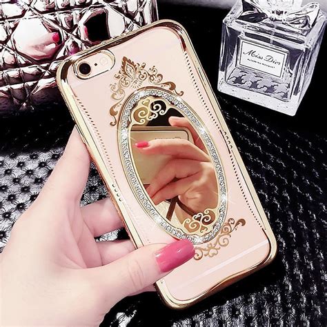 Rose Gold New Cute Mirror Bling Rhinestone Clear Case Cover For Iphone