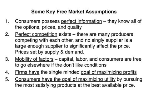 Ppt Some Key Free Market Assumptions Powerpoint Presentation Free