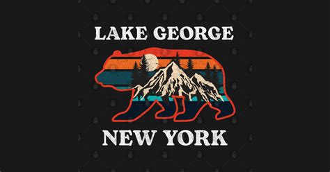 Vintage Lake George New York Ny Retro 70s 80s Bear Camping Lake