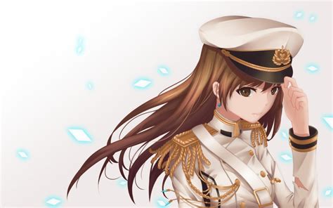 Wallpaper Anime Girl Military Uniform Long Hair