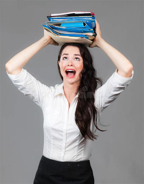 Over Worked Business Woman Stock Photo Image Of Documents 24555380