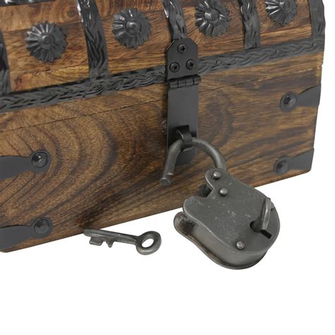 Pirate Treasure Chest with Lock and Skeleton Key - Small - Nautical Cove