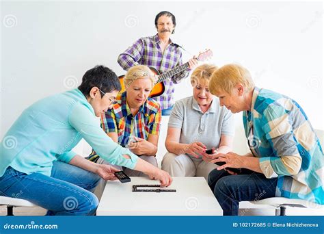 Senior People Playing Board Games Stock Image Image Of Amiable Happy