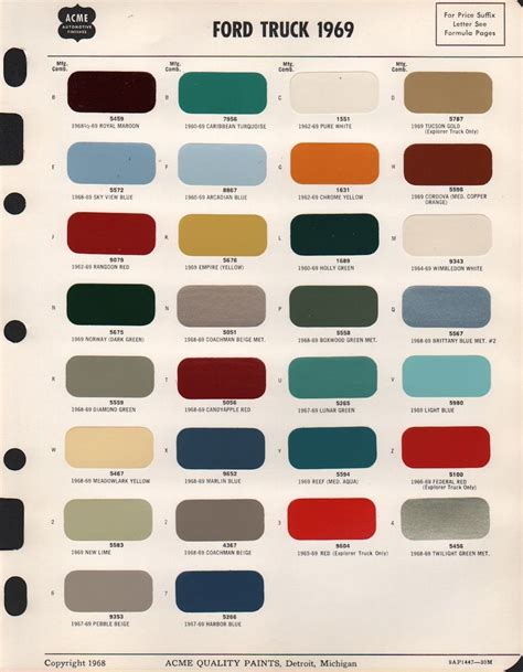 Paint Chips 1969 Ford Truck Car Paint Colors Classic Ford Broncos