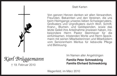 Traueranzeigen von Karl Brüggemann trauer kreiszeitung de