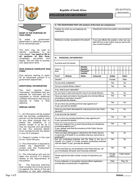 Approved New Z83 Form Gazetted 6 Nov 2020 What Is The Purpose Of This Form To Assist A