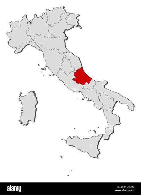 Political Map Of Italy With The Several Regions Where Abruzzo Is
