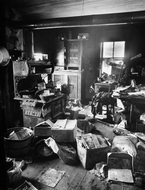 This is Ed Gein's filthy and cluttered kitchen where investigators
