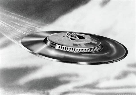 Flying ship fear of flying cosmos paranormal science fiction ufo reports project blue book unidentified flying object aliens and ufos. 1950s Artists Conception Ufo Flying Photograph by Vintage Images