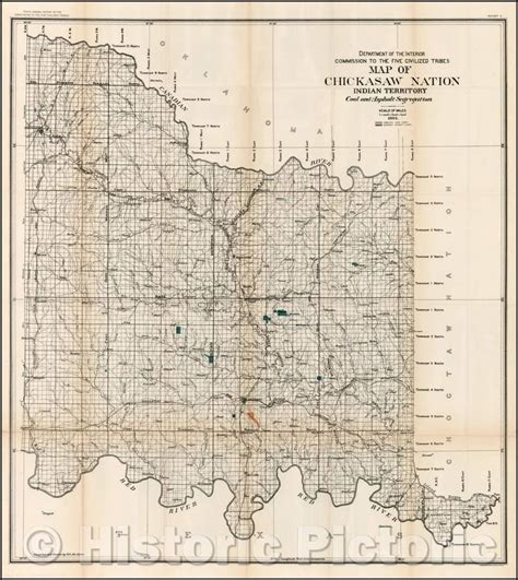 Historic Map Map Of Chickasaw Nation Indian Territory Coal And