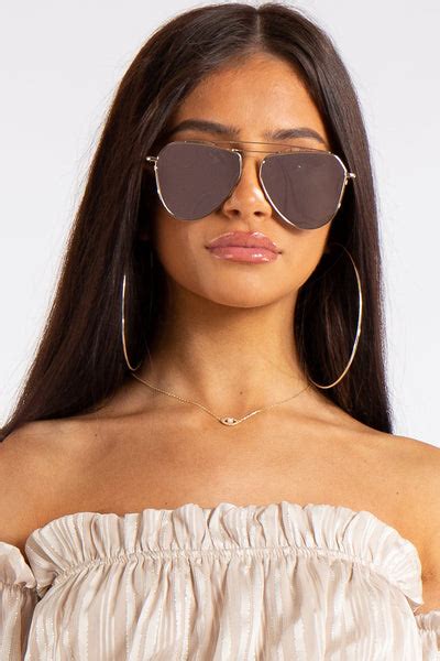 Cassandra Classic Rose Gold Mirrored Aviator Sunglasses Miss Hussy