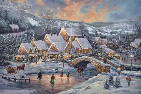 Christmas In Lamplight Village By Thomas Kinkade Studios Cv Art And Frame
