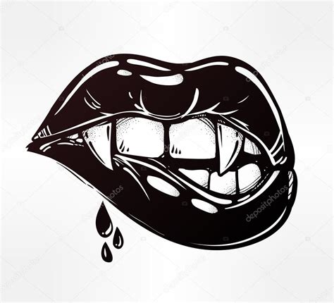 Sexy Biting Vampire Lips Vector Illustration — Stock Vector © Katja87 113232600