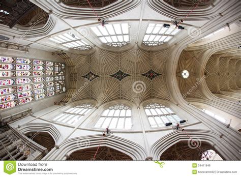 Bath Abbey Bath England 17th Century Fan Vaulted Ceiling Stock