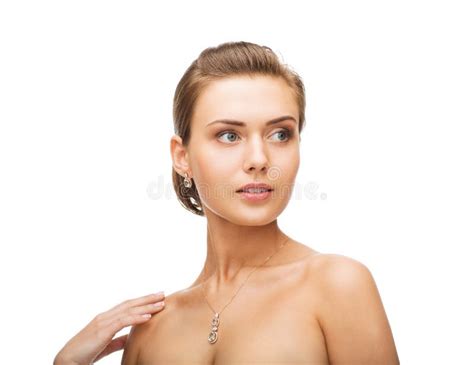 Woman Wearing Shiny Diamond Earrings Stock Image Image
