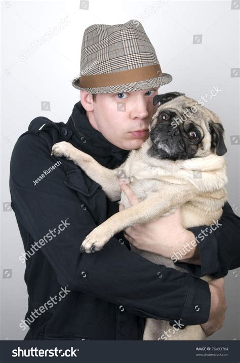 Male Holding Pug Stock Photo 76493704 Shutterstock