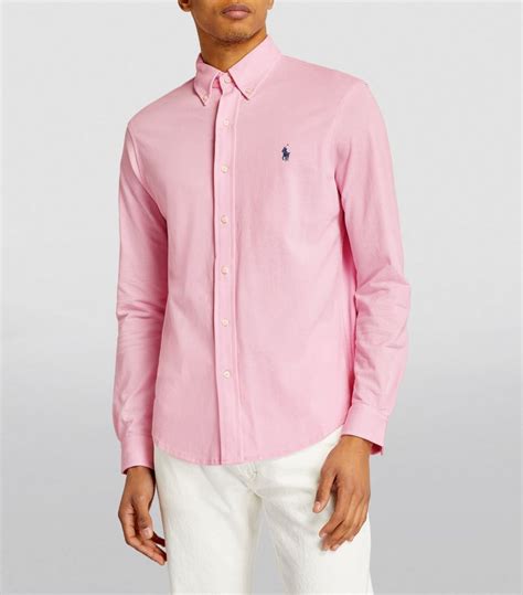 Mens Polo Ralph Lauren Pink Featherweight Mesh Shirt Harrods Uk