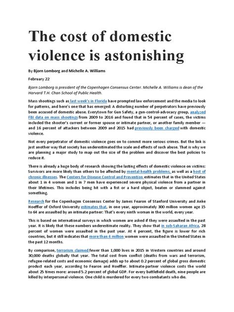 The Cost Of Domestic Violence Is Astonishing Pdf Violence